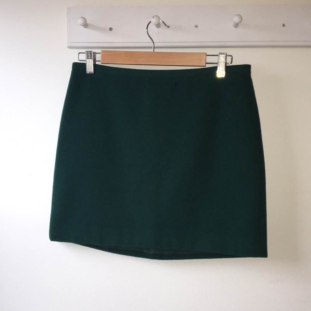 Madewell wool mini skirt, emerald, size 6